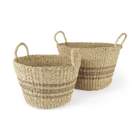 Palacedesigns 11.81 x 17.71 x 17.71 in. White Detailed Wicker Storage Baskets PA3101899